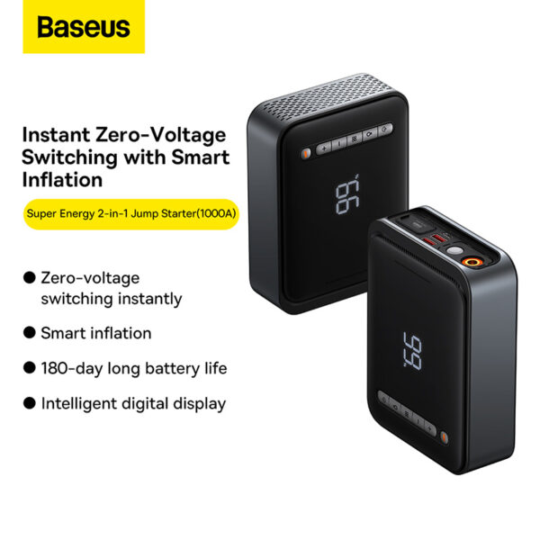 Baseus 2 in 1 Car Jump Starter & Inflator Pump- 8000MAH - 1000A - 6 Months Warranty - Image 3