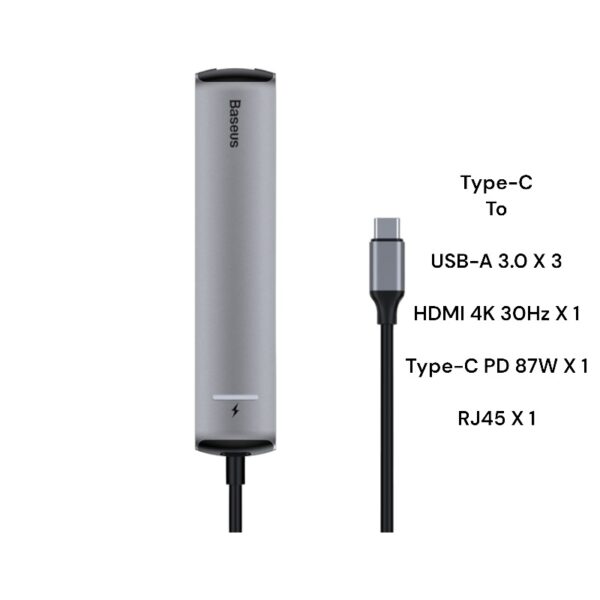 Baseus 6-in-1 TYPE-C HUB  Mechanical Eye Smart Docking Station Grey - 6 Months Warranty