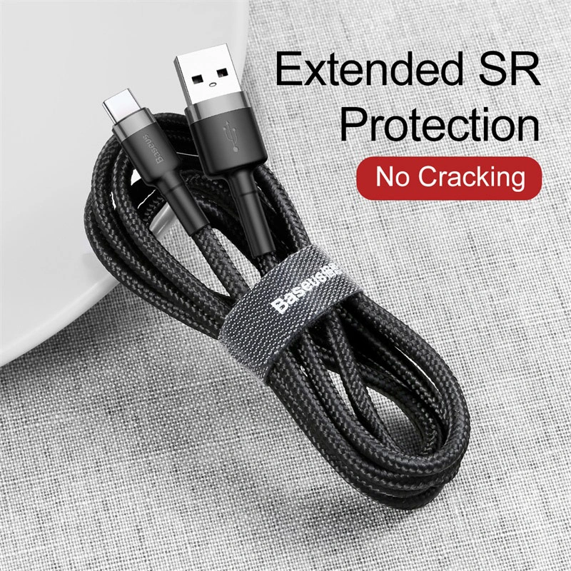 Baseus 1Meter Cafule USB For Type-C 3A Gray+Black Cable - Image 4