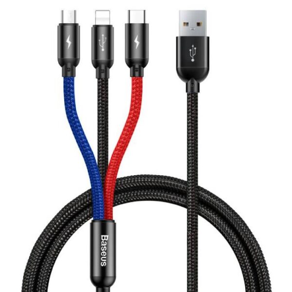 Baseus Three Primary 1.2 Meter USB to M+L+C Nylon Braid 3.5A Cable  - 6M