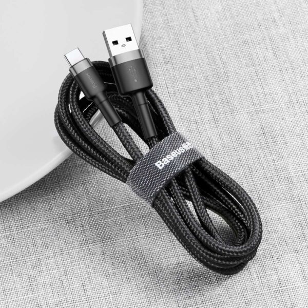 Baseus Cafule 3M Nylon Braided Cable USB To -  Type-C QC3.0 2A Black-Grey - CATKLF-UG1- 6 Months Warranty - Image 3