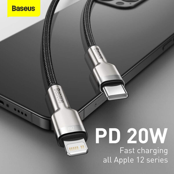 Baseus Cafule Series 1M Metal Data Cable Type-C to iP PD 20W  Black - CATLJK-A01 -  6 Months Warranty - Image 4