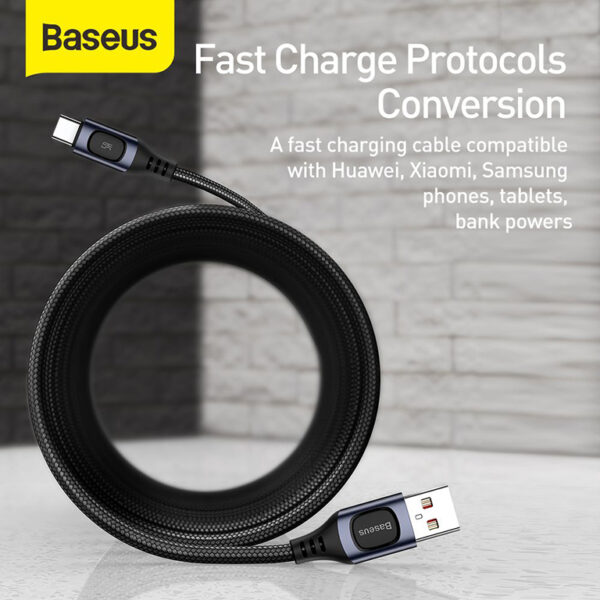 Baseus Flash Multiple 2M Fast Charge Protocols Convertible Fast Charging Cable USB For Type-C 5A  Gray - CATSS-B0G-  6 Months Warranty - Image 5