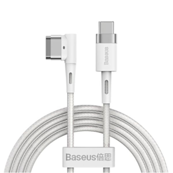 Baseus 60W 2M Zinc Magnetic Series iP Laptop Charging Cable Type-C to L-shaped Port  White - CATXC-W02- 6 Months Warranty