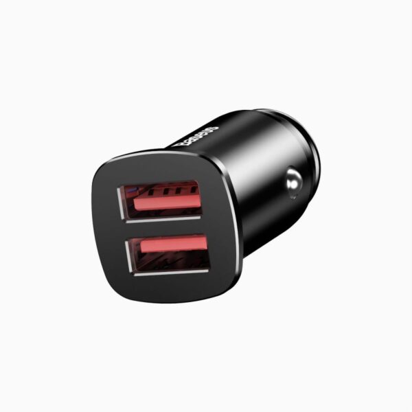 Baseus  Square Metal 30W A+A Dual QC3.0 Quick Car Charger Black - CCALL-DS01 - 6 Months Warranty - Image 6