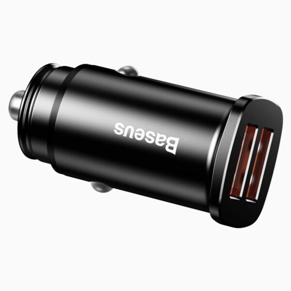 Baseus  Square Metal 30W A+A Dual QC3.0 Quick Car Charger Black - CCALL-DS01 - 6 Months Warranty - Image 3