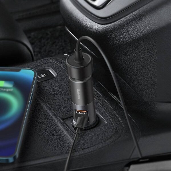 Baseus U+C 120W Share Together Fast Charge Car Charger with Cigarette Lighter Expansion Port Gray- CCBT-C0G- 6 Months Warranty - Image 5