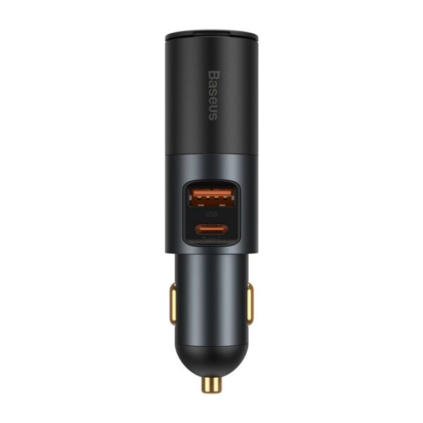 Baseus U+C 120W Share Together Fast Charge Car Charger with Cigarette Lighter Expansion Port Gray- CCBT-C0G- 6 Months Warranty