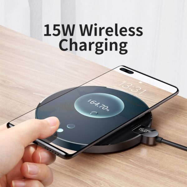 Baseus 15W Digital LED Display Gen 2 Wireless Charger  Black - CCED000001- 6 Months Warranty - Image 4