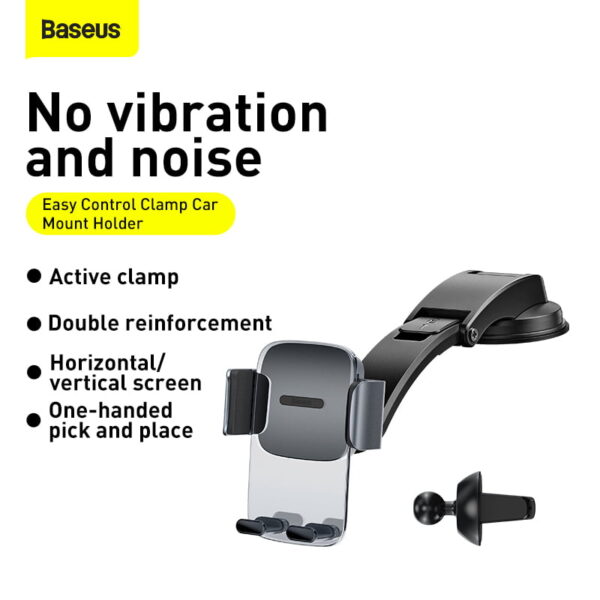 Baseus Easy Control Clamp Car Mount Holder Black- SUYK000001 - Image 4