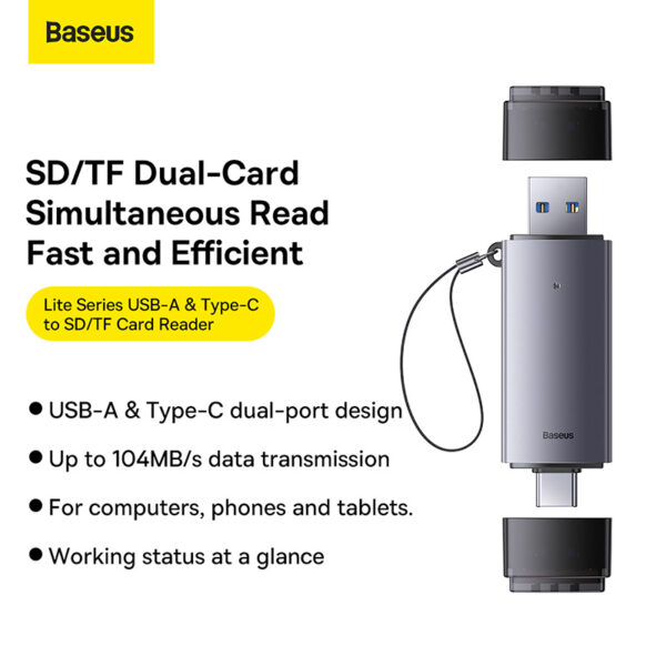 Baseus Card Reader Lite Series USB-A & Type-C - 6M - Image 2