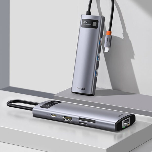Baseus 8-in-1 Star Joy Series  Multifunctional Type-C HUB Docking Station Gray - Image 3