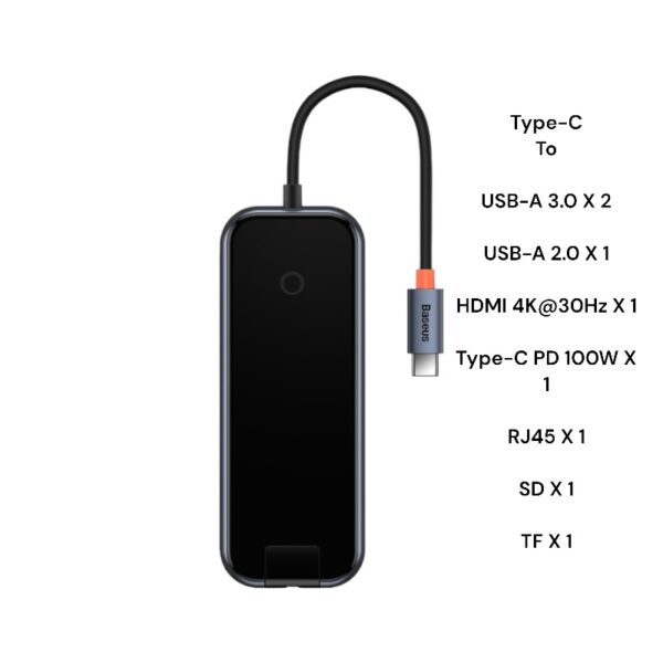 Baseus 8 Ports AcmeJoy Type-C HUB - 6M