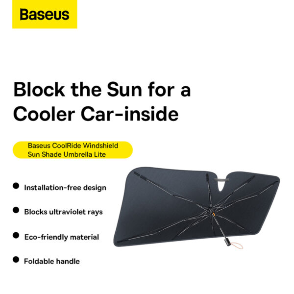 Baseus Small CoolRide Windshield Sun Shade Umbrella Lite  Black-CRKX000001 - Image 2