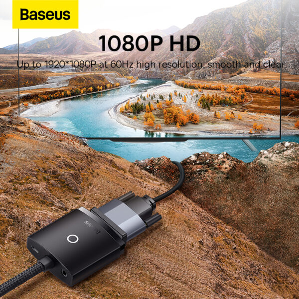 Baseus Lite Series HDMI to VGA Converter with 3.5mm Jack and Micro Power Port - Image 6