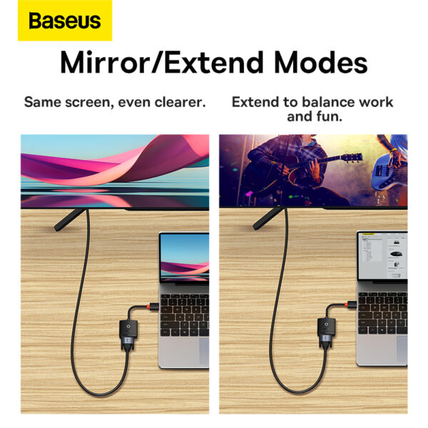 Baseus Lite Series HDMI to VGA Converter with 3.5mm Jack and Micro Power Port - Image 7