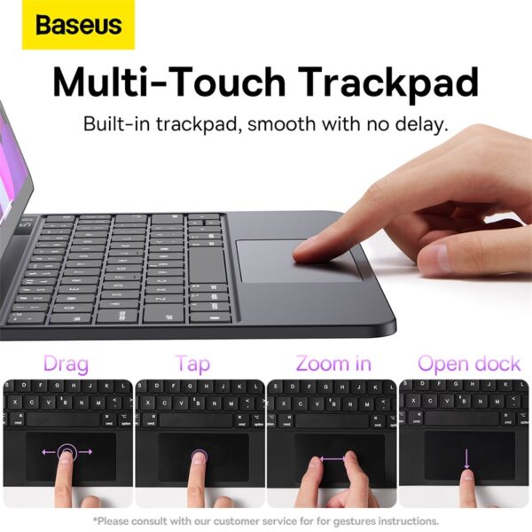 Baseus 11-inch For iPad Pro/ Pad Air4/ Air5/Air6 (2018/2020/2021/2022/2024) Brilliance Series Original Keyboard With Case with Digital Display 2018/2020/2021/2022 Gray - ARJK010016 - 6M - Image 5