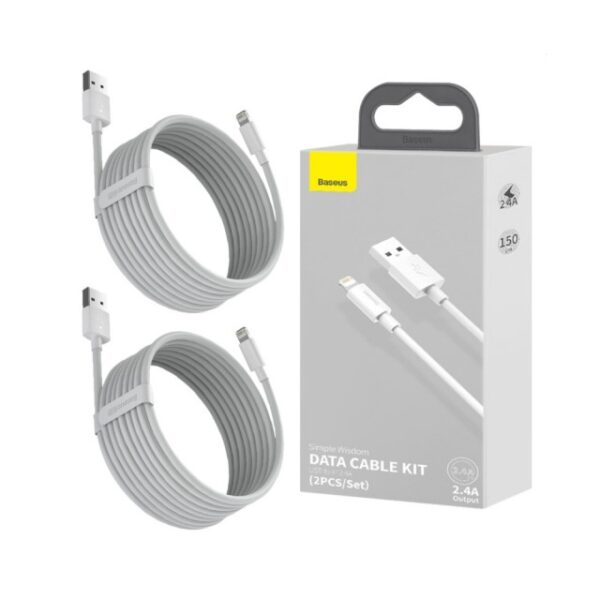 Baseus Simple Wisdom 1.5 Meter USB to Lighting  2.4A Cable 2Sets - 6M