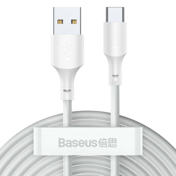 Baseus Type-C 5A (2PCS/Set - 1.5m Simple Wisdom Data Cable Kit USB  White - TZCATZJ-02 - 6 Months Warranty - Image 5