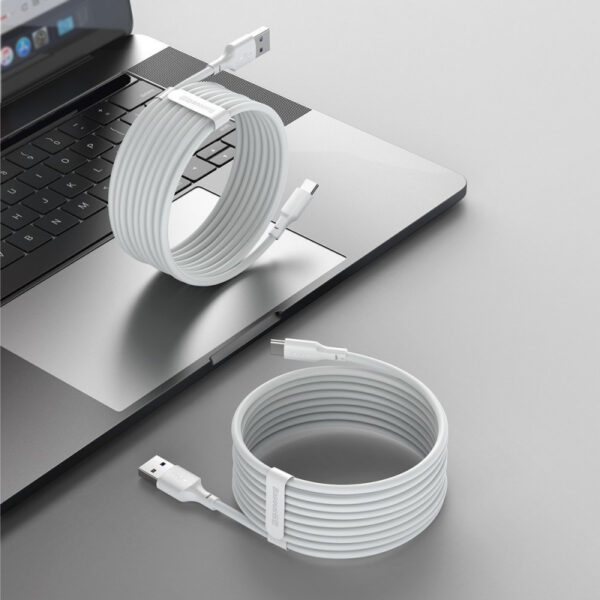 Baseus Type-C 5A (2PCS/Set - 1.5m Simple Wisdom Data Cable Kit USB  White - TZCATZJ-02 - 6 Months Warranty - Image 3