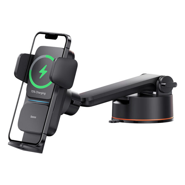 Baseus Wisdom Auto Alignment QI 15W Car Mount Wireless Charger - Suction base - Black - Image 8