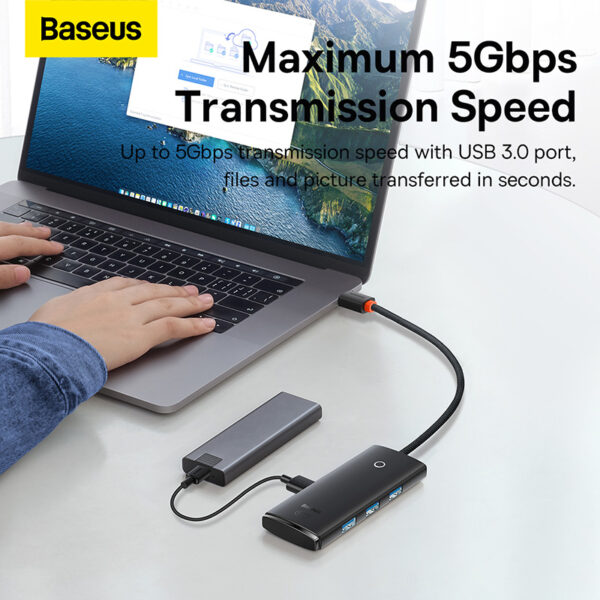 Baseus Lite Series 4-Port USB-A HUB Adapter 25cm Black - 6 Months Warranty - Image 2