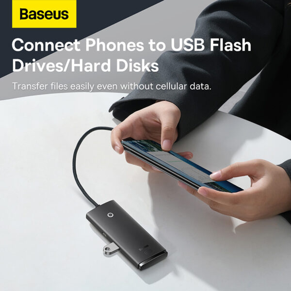 Baseus Lite Series 4-Port USB-A HUB Adapter 25cm Black - 6 Months Warranty - Image 3