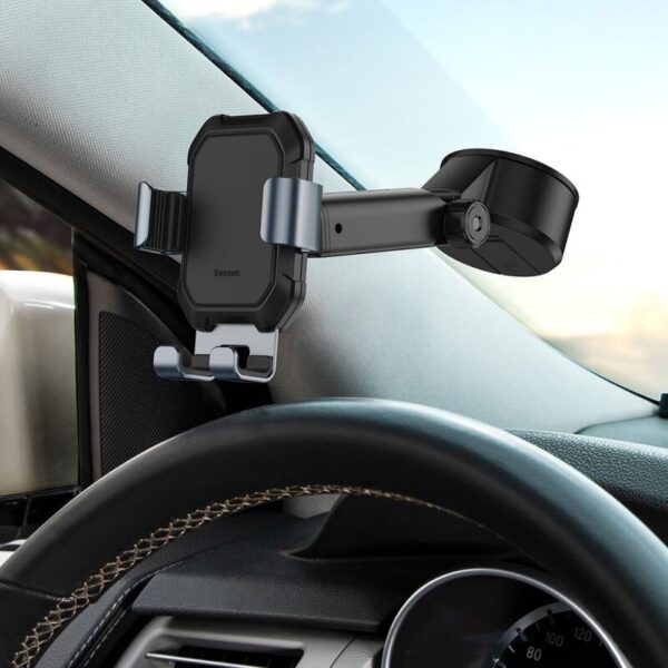 Baseus Tank gravity car mount holder with suction base Tarnish Black - SUYL-TK01 - Image 2