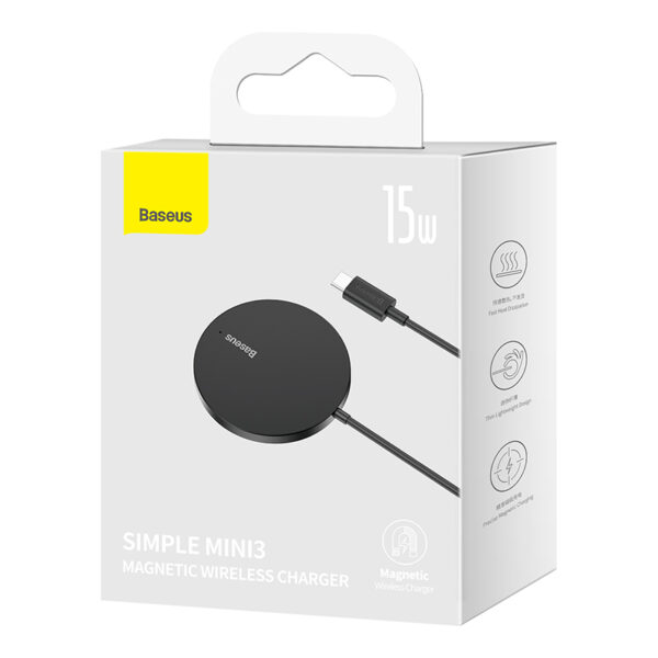 Baseus Simple Mini 3 Magnetic Wireless Charger Suit for iPhone 12/13/14/15 Black - 6 Months Warranty - Image 14