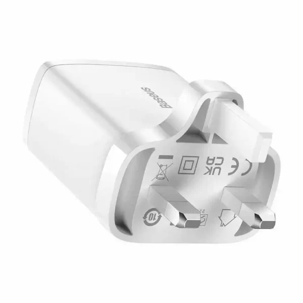 Baseus 30W 2U+C Compact Fast Charger UK White-baseuscolombo