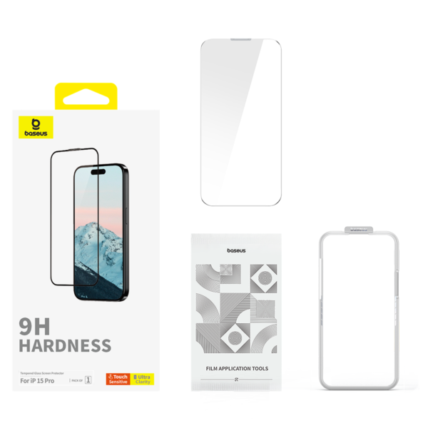 Baseus Iphone 15 Pro Diamond Series Full-Coverage HD Tempered Glass Screen Protector - Image 4