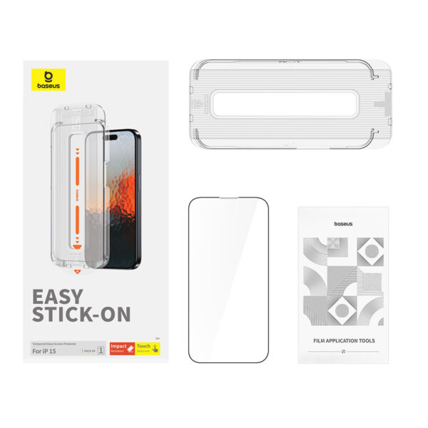 Baseus Iphone 15/ 16 Sapphire Series Easy Stick-on HD Tempered-Glass Screen Protector - Image 3