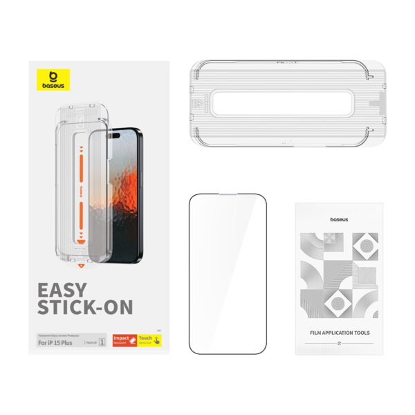 Baseus Iphone 15 Pro Max Sapphire Series Easy Stick-on HD Tempered-Glass Screen Protector - Image 3