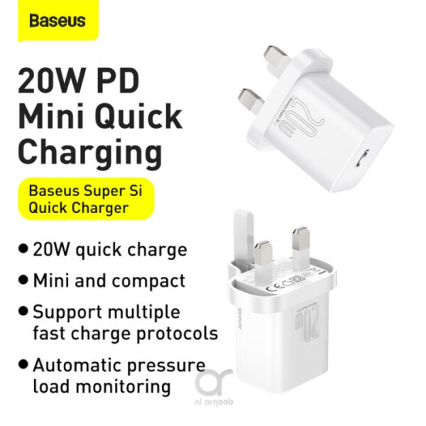 Baseus Super Si 20W Quick Charger 1C UK White - 6 Months Warranty - Image 3