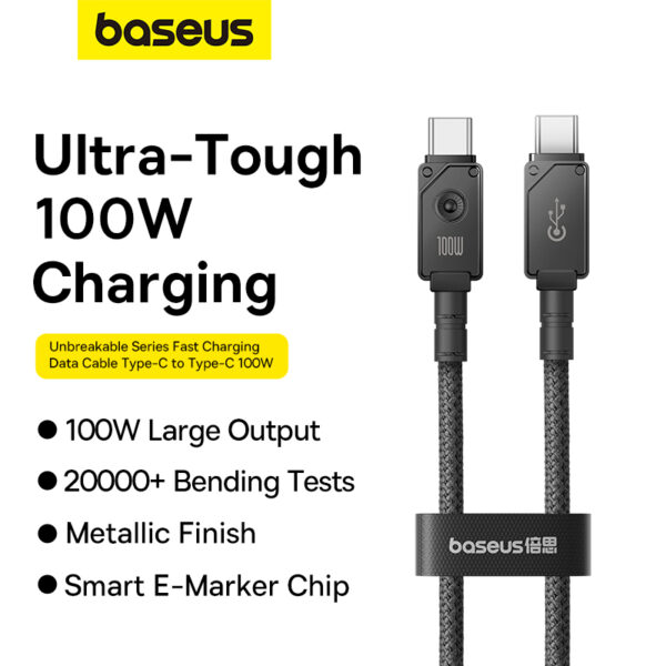 Baseus 2m Unbreakable Series Fast Charging Data Cable Type-C to Type-C 100W Cluster Black - P10355800111-01 - 6 Months Warranty - Image 16