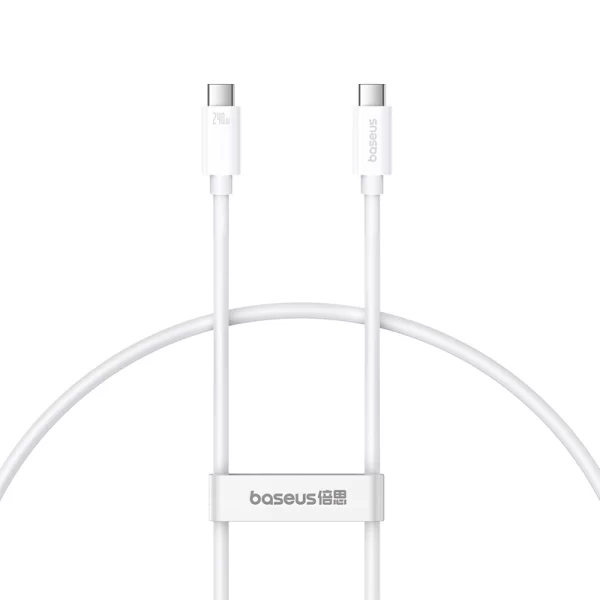 Baseus 240W 1m Type-C to Type-C 8K 60HZ Full-Function Fast Charging Cable - Moon White - 6 Months Warranty