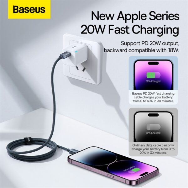 Baseus 1.2m Type-C to Lightning 20W Fast Charging Data Cable-Crystal Shine Series - Blue - Image 16