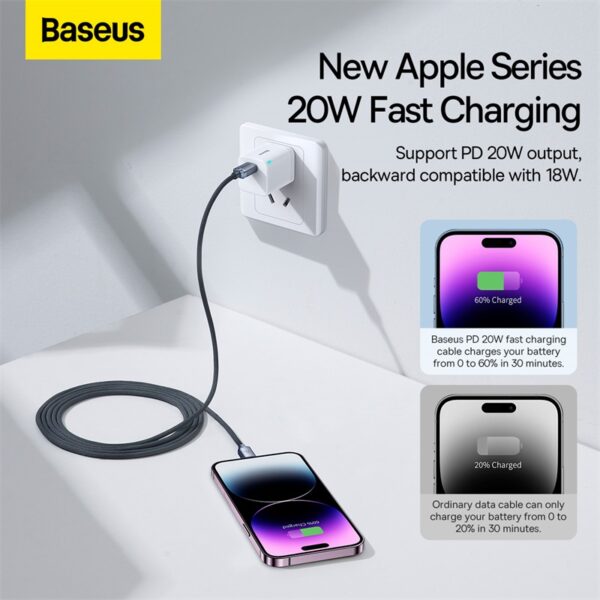 Baseus 1.2m Type-C to Lightning 20W Fast Charging Data Cable-Crystal Shine Series - Blue - Image 12