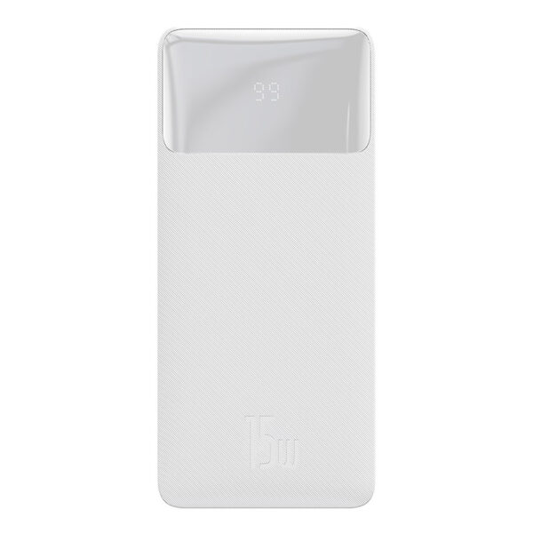 Baseus 10000mAh 15W Power Bank Bipow Digital Display White- 6M