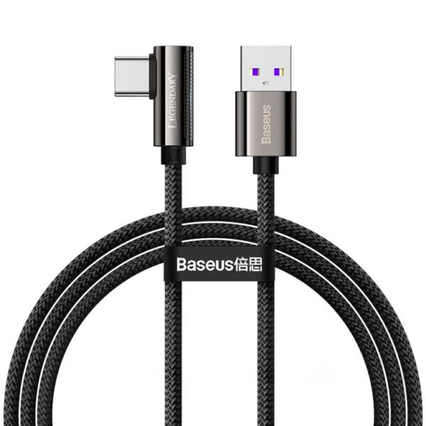 Baseus 1m USB to Type-C 66W Fast Charging Data Cable - Legend Series Elbow - Black - 6 Months Warranty