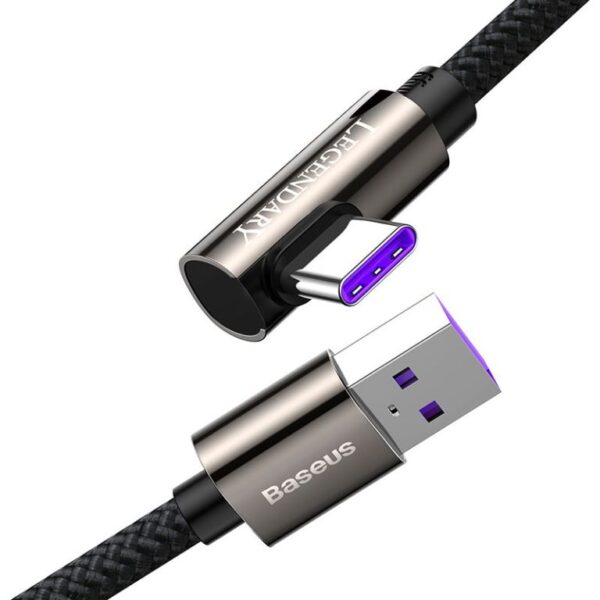 Baseus 1m USB to Type-C 66W Fast Charging Data Cable - Legend Series Elbow - Black - 6 Months Warranty - Image 2