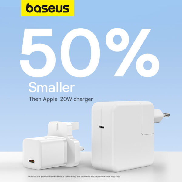 Baseus 20W GaN5 Mini Fast Charger Type-C UK Pin - Moon White - Image 10