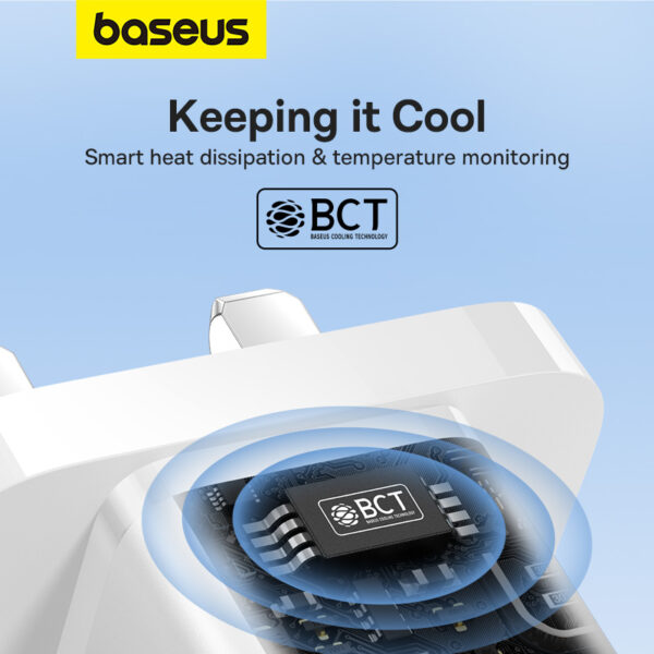 Baseus 20W GaN5 Mini Fast Charger Type-C UK Pin - Moon White - Image 13