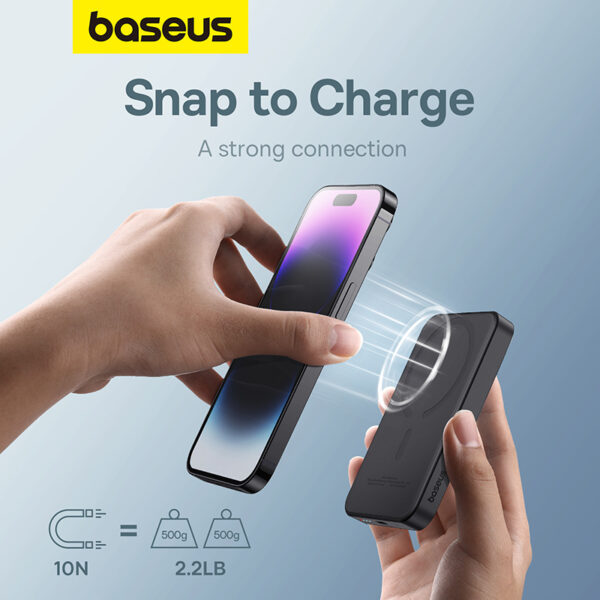 Baseus 5000mAh 20W Magnetic Mini Wireless Power Bank Black - Image 10