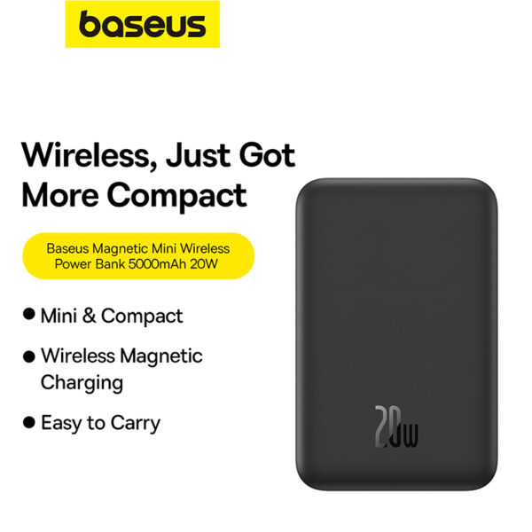 Baseus 5000mAh 20W Magnetic Mini Wireless Power Bank Black - Image 16