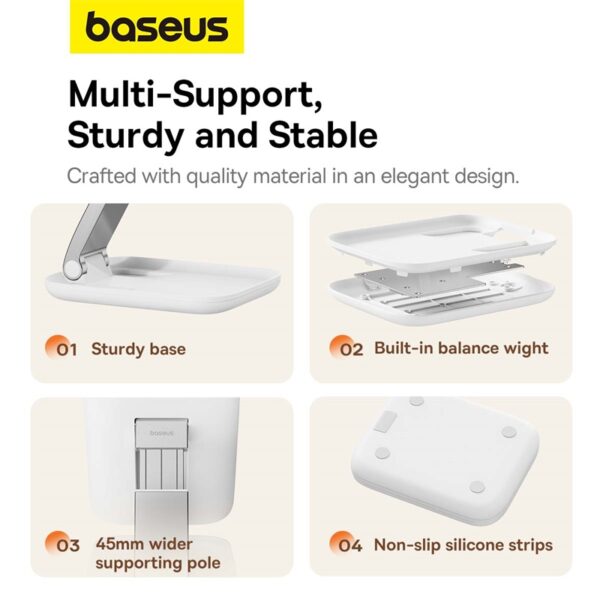 Baseus Folding Stand for Tablets - Seashell Series- White - Image 12