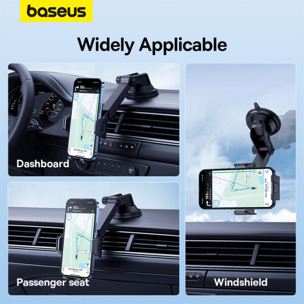 Baseus Clamp-Type Phone Holder  Ultra Control Go Series (Suction Cup Version) - Cluster Black - Image 13