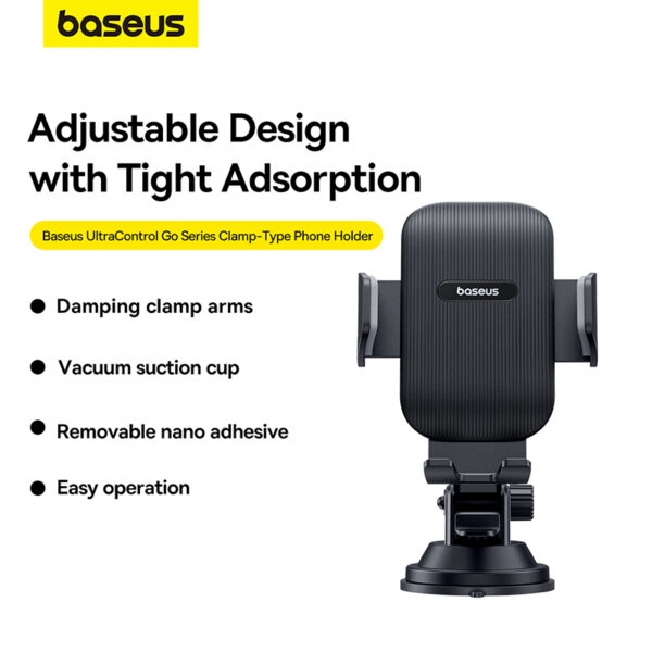 Baseus Clamp-Type Phone Holder  Ultra Control Go Series (Suction Cup Version) - Cluster Black - Image 10