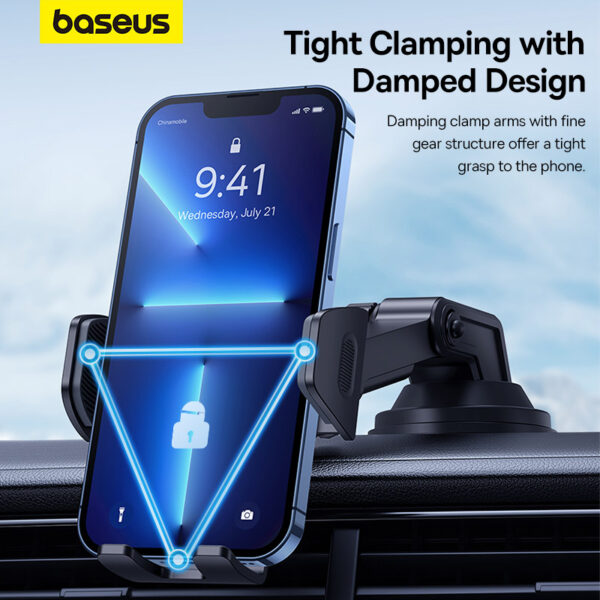 Baseus Clamp-Type Phone Holder  Ultra Control Go Series (Suction Cup Version) - Cluster Black - Image 11