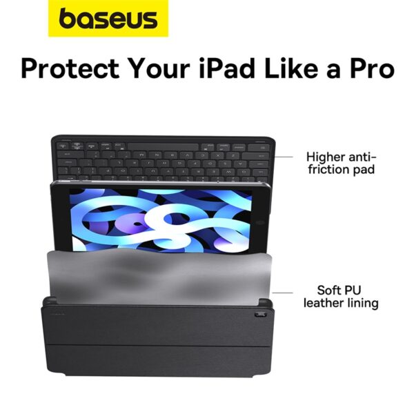 Baseus 10.2 Inch iPad Case for (2019/2020/2021) Brilliance Series Magnetic Keyboard - Cluster Black (with Simple Series Type-C Cable) - 6M - Image 14